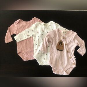 RABBIT+ BEAR Girl Infant Long Sleeve Bodysuit/Onesies Pack of 3 Size3-6M